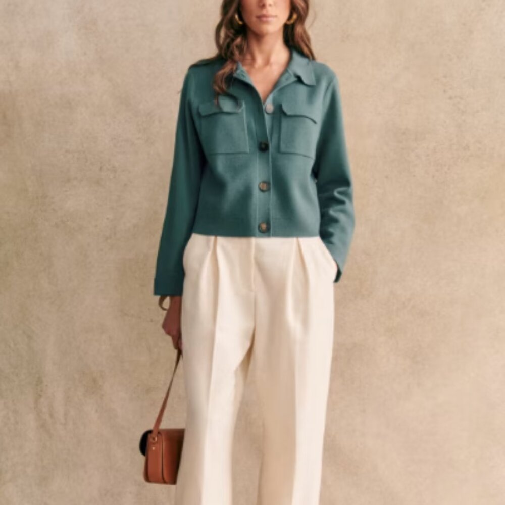 Sezane Betty Cardigan Sage Size M